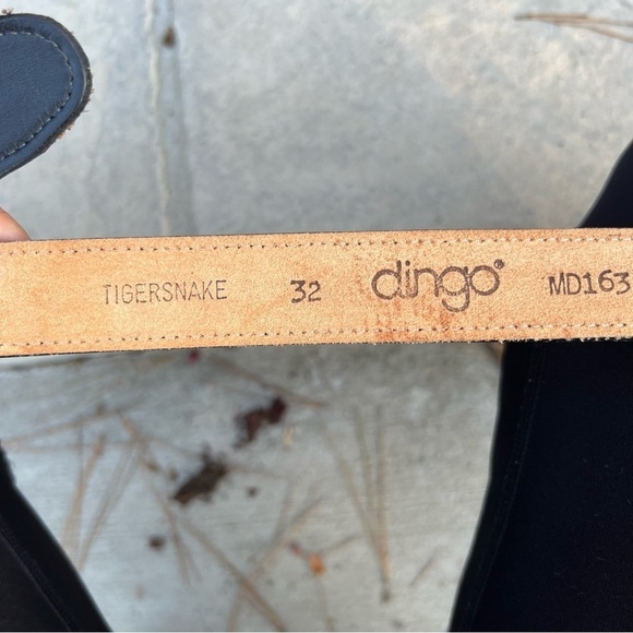 DINGO Tigersnake black leather belt with silver buckle MD163 Sz 32 - Picture 6 of 7